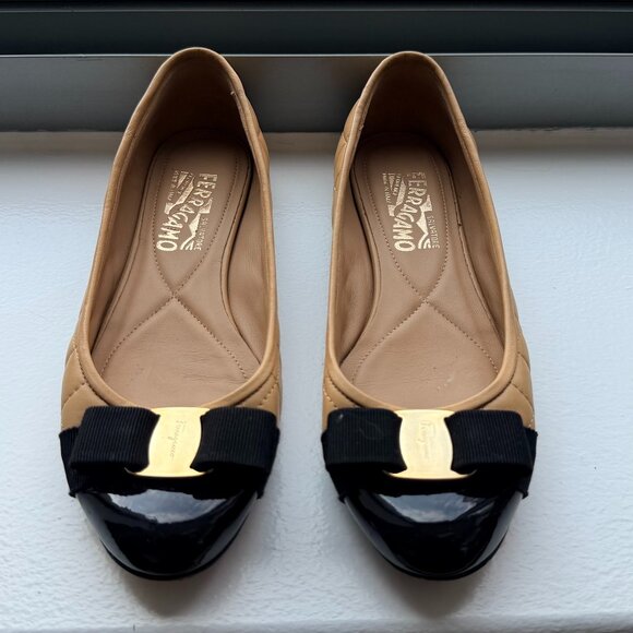 Salvatore Ferragamo Quilted Varina Ballet Flats - Picture 1 of 7